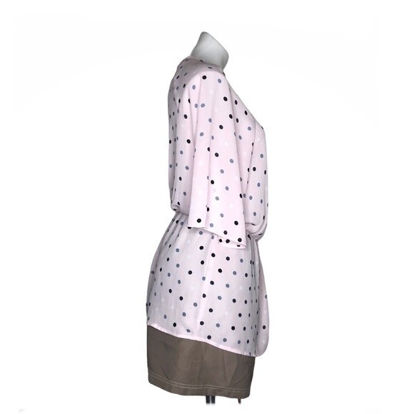 LANE BRYANT Faux Wrap Pink Polka Dot Top Surplice Neckline Womens Size 14 - Picture 2 of 9